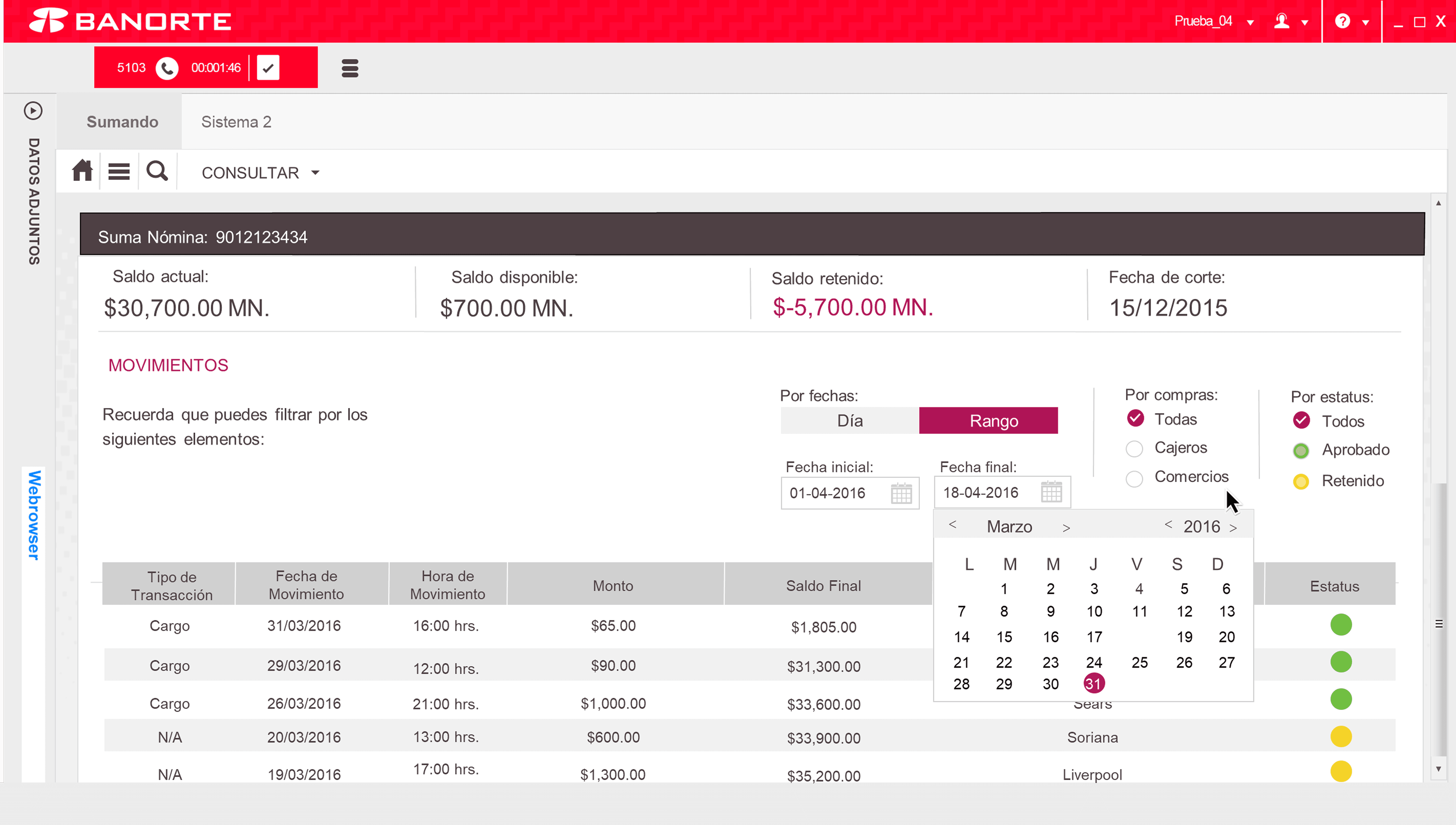 Banorte Contact Center internal portal for new executives.